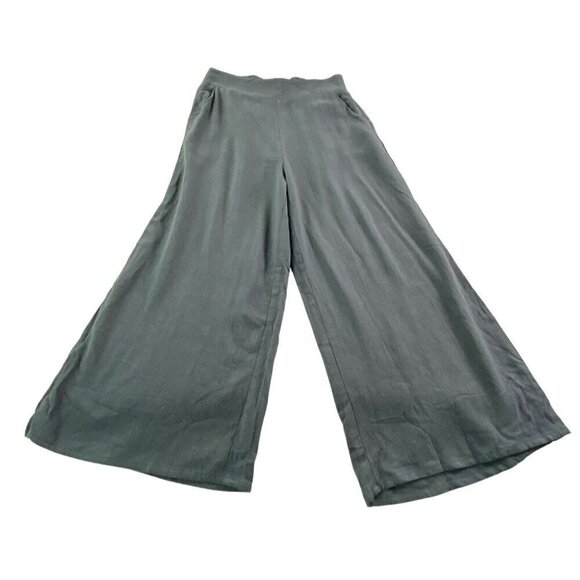 ANRABESS Elastic Waist Pants Linen Rayon Blend Pockets Wide Leg Gray M 80-25 - Picture 1 of 15